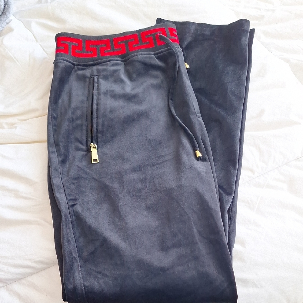 Men's Black Jogger Pants with Red Accents